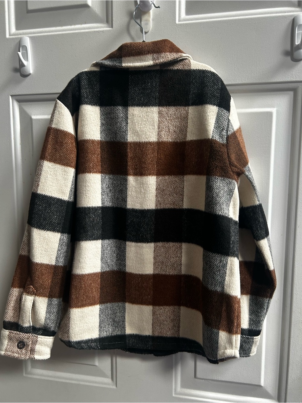 Janie and Jack Brown & Cream Plaid Button-Front Shacket Sz 7/8 - Picture 9 of 13